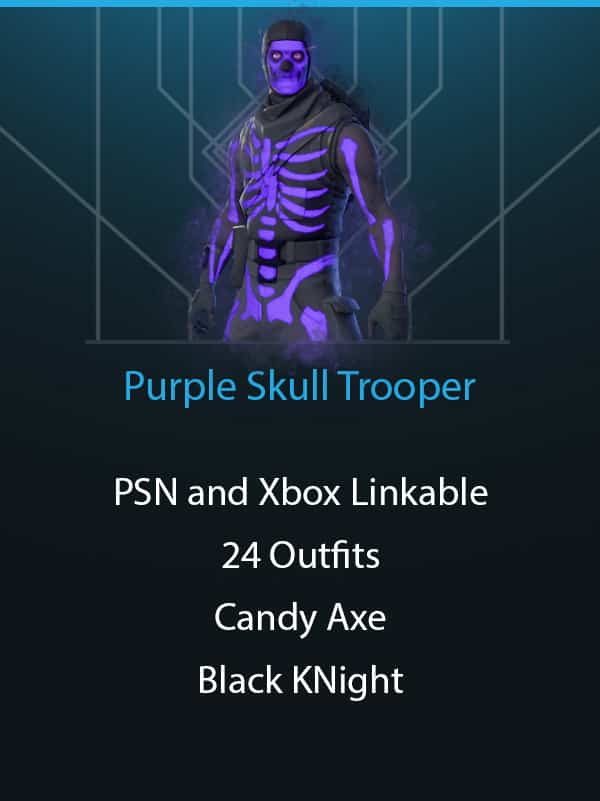 Purple Skull Trooper | PSN and Xbox Linkable | Black Knight | Candy Axe | Mako