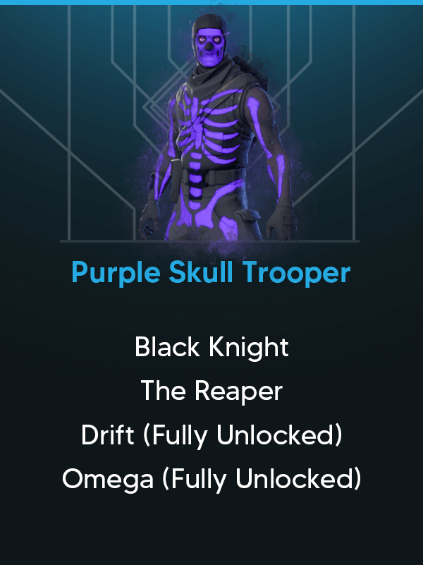 Purple Skull Trooper | 87 Skins | Drift (Fully Unlocked) | Black Knight | Mako