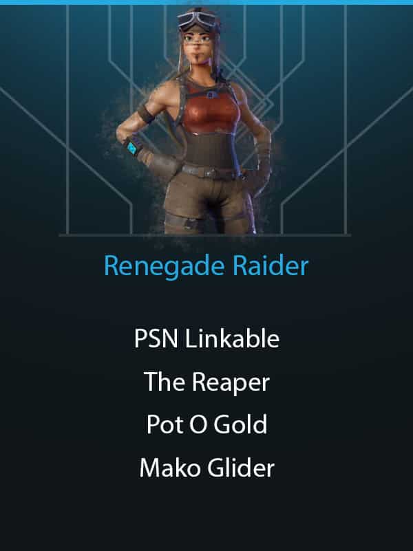 OG Renegade Raider | PSN Linkable | The Reaper | Mako Glider | 130+ Skins