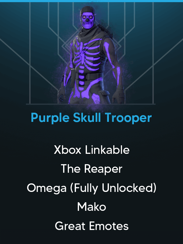 Purple Skull Trooper | Xbox Linkable | The Reaper | Omega (Fully Unlocked)