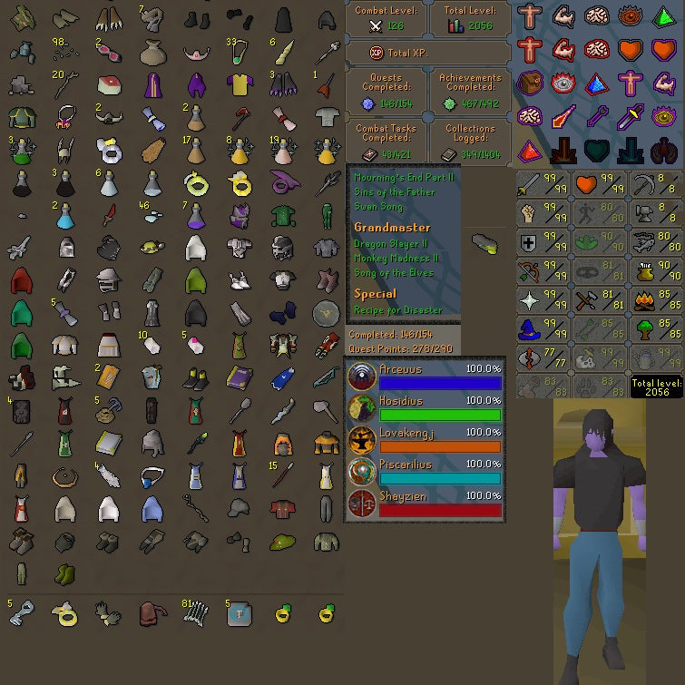 Combat 126 | Total Skill 2056 | 99 All Combat | 99 Slayer | 99 Farming | Elite Void | Ikkle Hydra