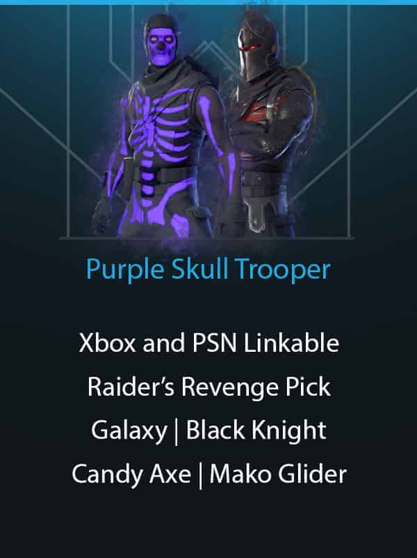 Purple Skull Trooper | PSN and Xbox Linkable | Raider's Revenge | Galaxy | Black Knight