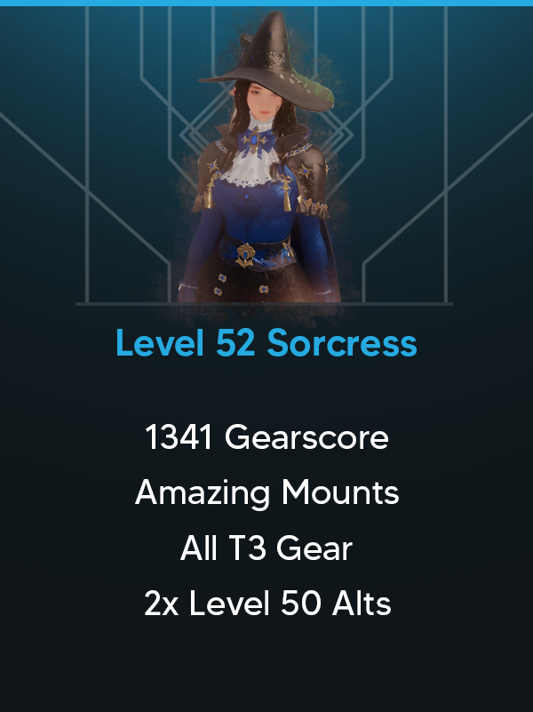Roster Level 65 | Level 52 Sorcress | 1341 Gearscore | Stronghold Level 20 | 2x 50+ Alts