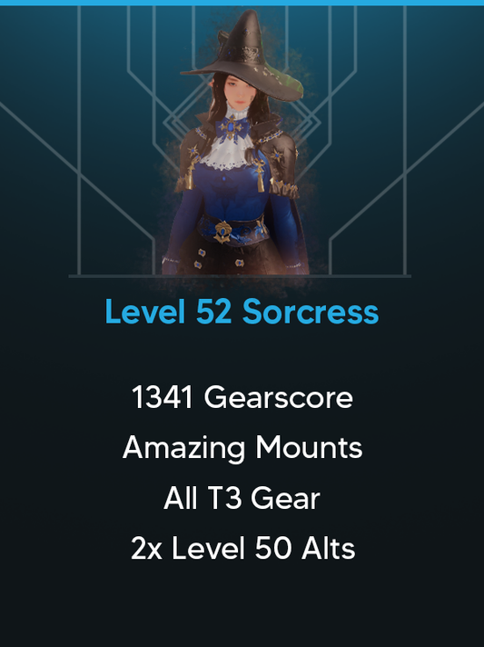 Roster Level 65 | Level 52 Sorcress | 1341 Gearscore | Stronghold Level 20 | 2x 50+ Alts