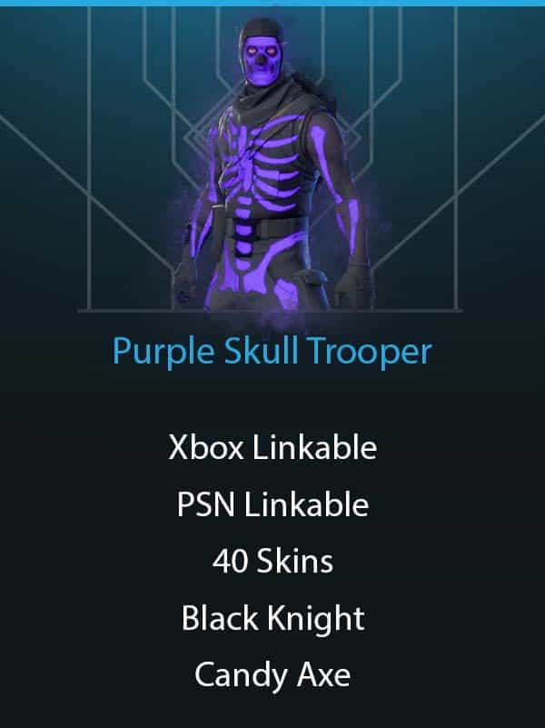 Purple Skull Trooper | Xbox and PSN Linkable | Black Knight | Mako | Candy Axe