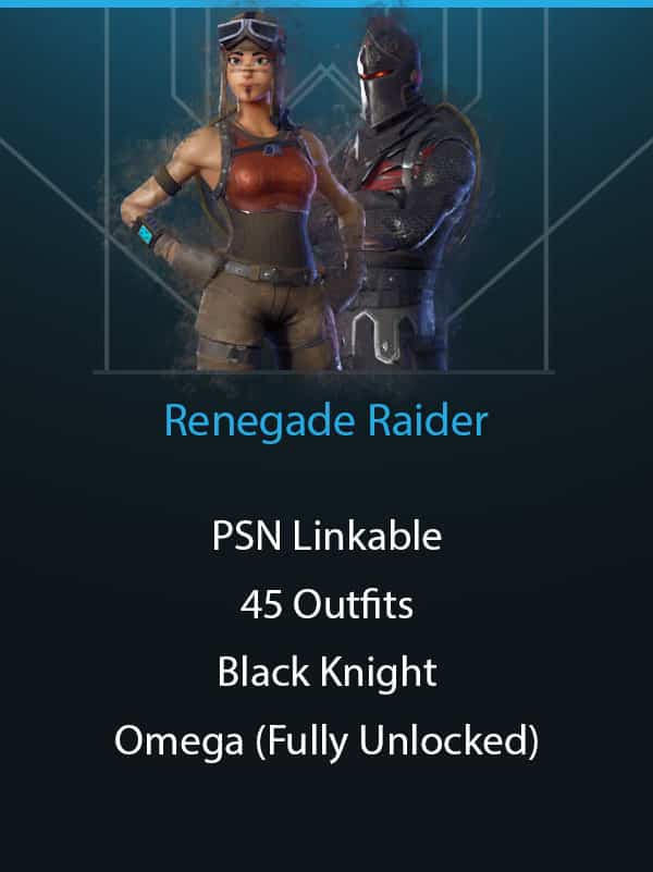 OG Renegade Raider | PSN Linkable | 45 Outfits | Black Knight | Fully Unlocked Omega