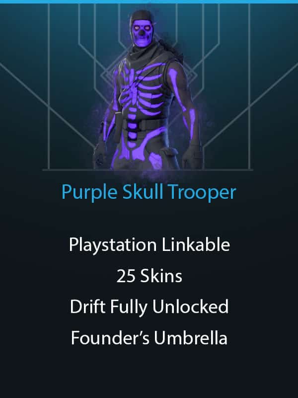 OG Purple Skull Trooper | 25 Skins | PSN Linkable | Drift Fully Unlocked