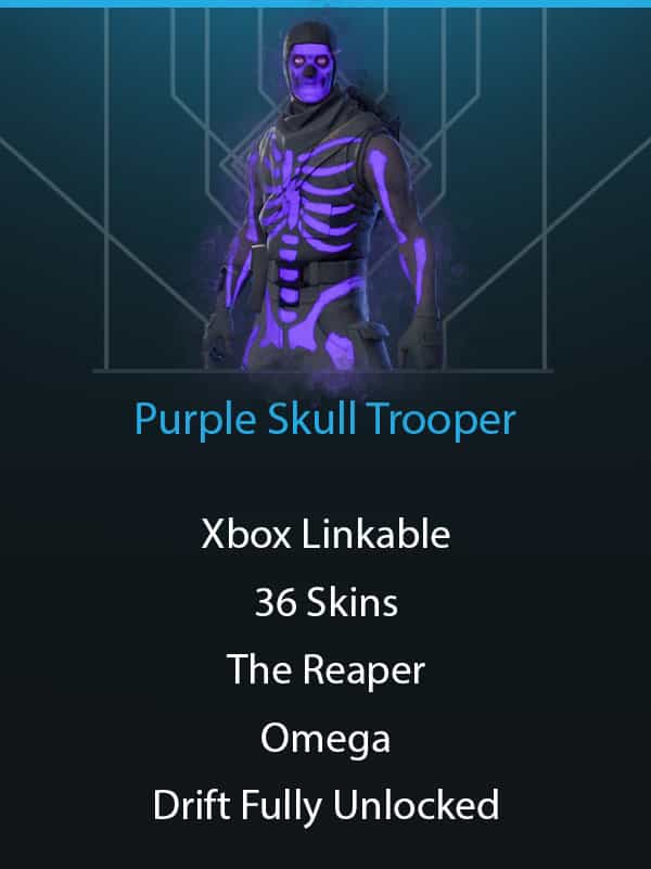 Purple Skull Trooper | Xbox Linkable | 36 Skins | The Reaper | Omega | Drift