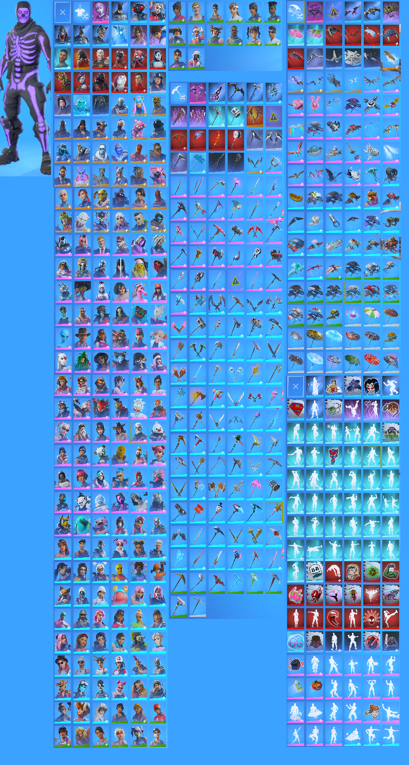 Purple Skull Trooper | 200+ Outfits | Black Knight | Mako Glider | Huge Collection